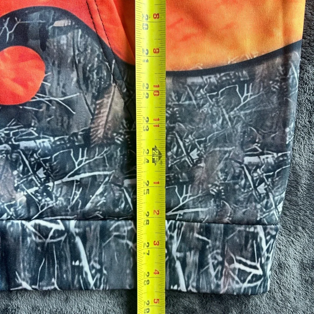 Mens Blaze Orange Camo Deer Hunting‎ Full Zip Hoodie Large